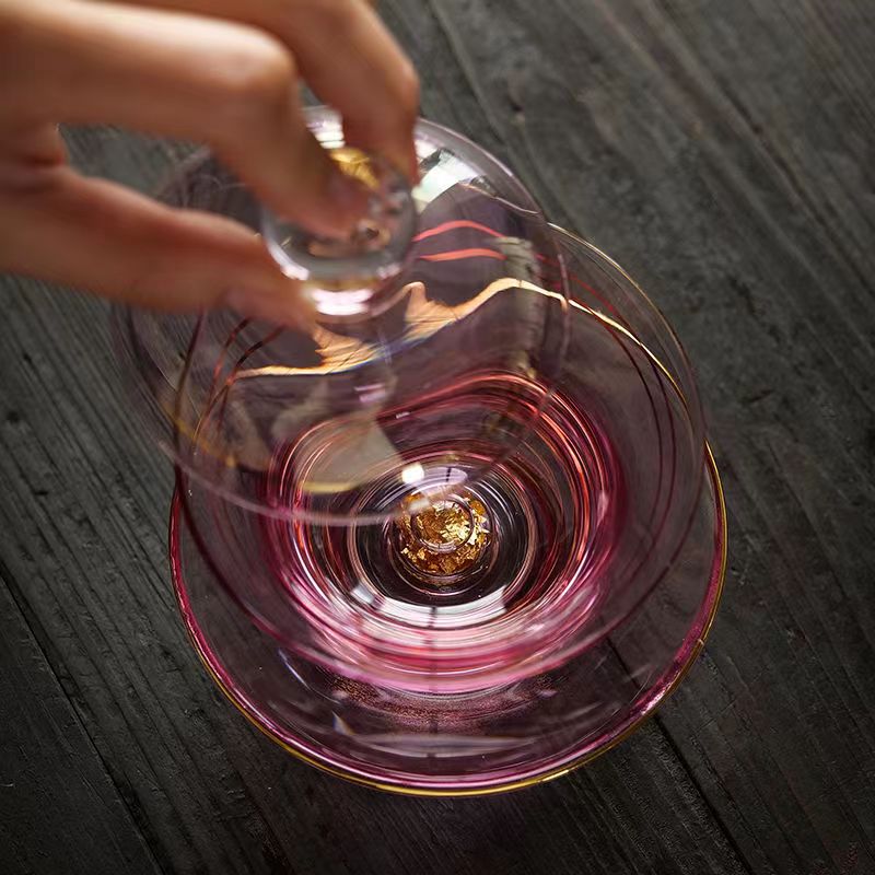 【汀和大福】瓘玉金箔高檔玻璃三才蓋碗 【汀和大福】瓘玉金箔高檔玻璃三才蓋碗