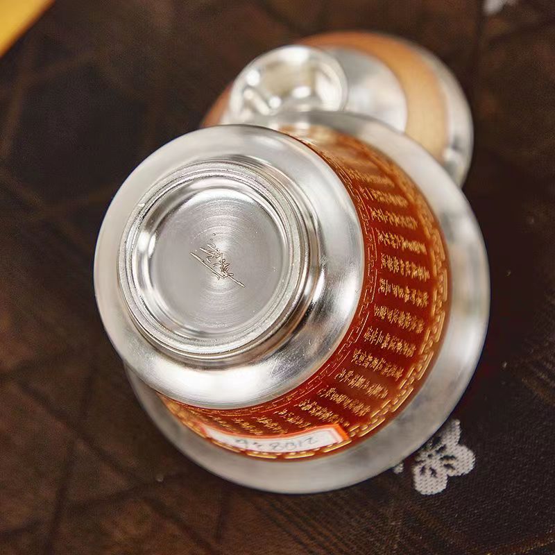 【汀和大福】大師作銅包鎏銀蓋碗 【汀和大福】大師作銅包鎏銀蓋碗