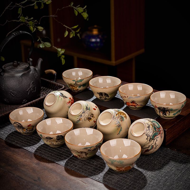 【汀和大福】粗陶福祿杯復古12生肖杯陶瓷功夫茶杯 【汀和大福】粗陶福祿杯復古12生肖杯陶瓷功夫茶杯