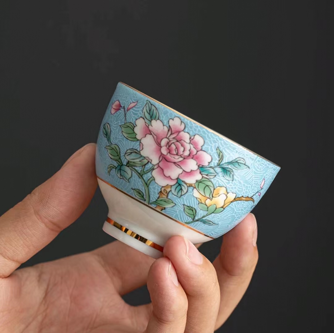 【汀和大福】藍色牡丹花茶壺茶具套裝提梁壺主人杯 【汀和大福】藍色牡丹花茶壺茶具套裝提梁壺主人杯