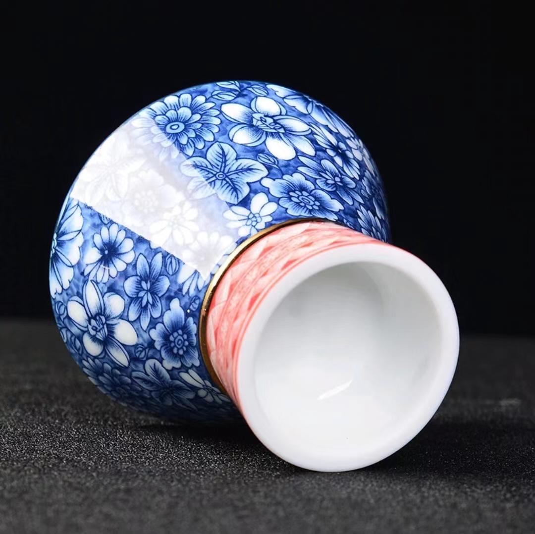 【汀和大福】高白薄胎青花瓷斗笠杯 【汀和大福】高白薄胎青花瓷斗笠杯