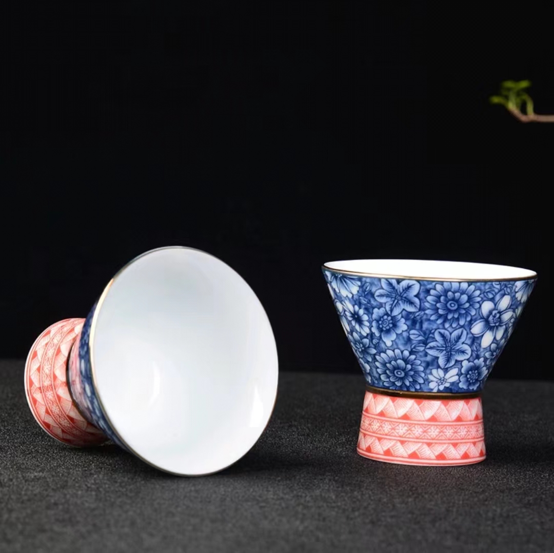 【汀和大福】高白薄胎青花瓷斗笠杯 【汀和大福】高白薄胎青花瓷斗笠杯