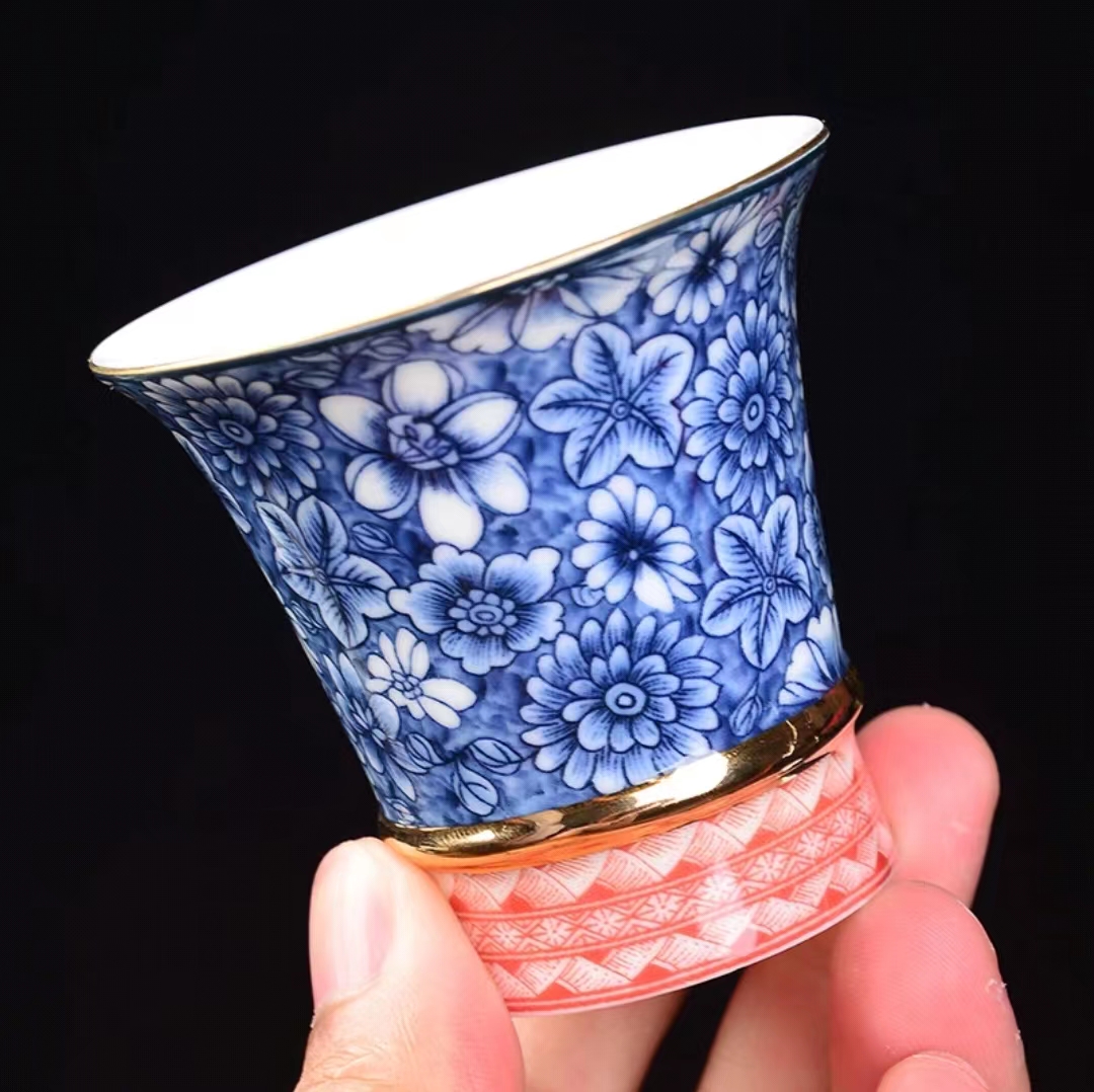 【汀和大福】高白薄胎青花瓷斗笠杯 【汀和大福】高白薄胎青花瓷斗笠杯