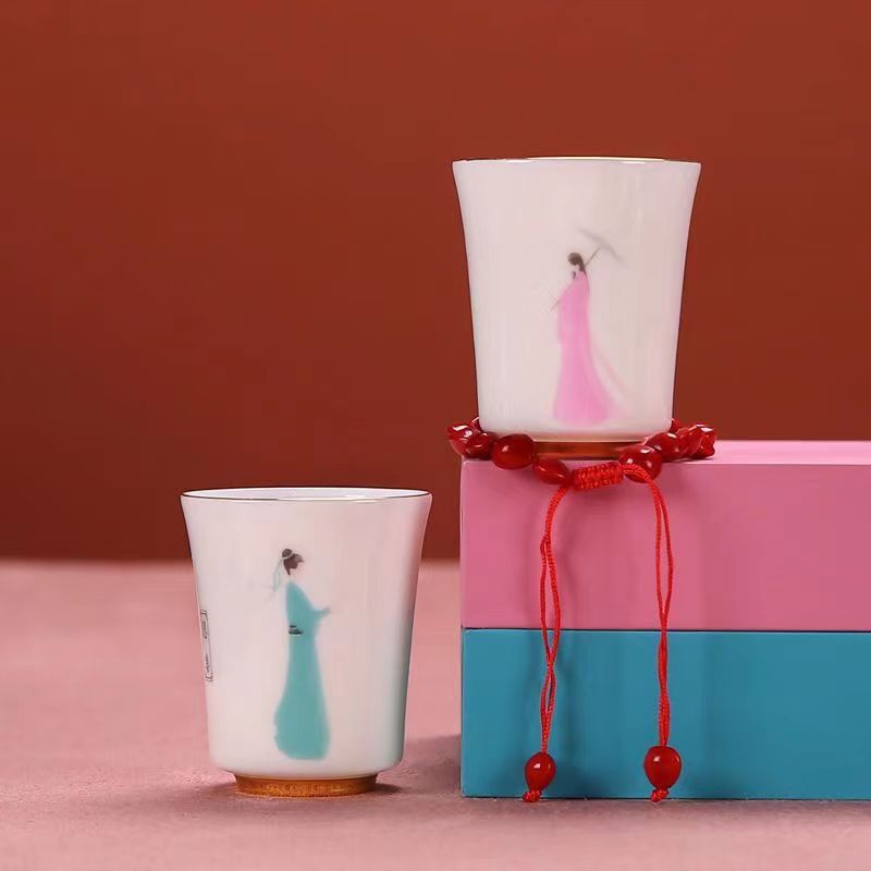 【汀和大福】兩相思變溫情侶對杯羊脂玉主人杯 【汀和大福】兩相思變溫情侶對杯羊脂玉主人杯