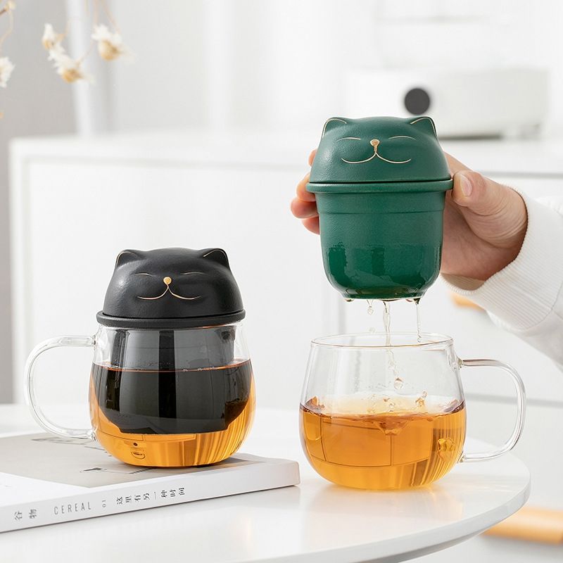 【汀和大福】招財貓玻璃辦公杯