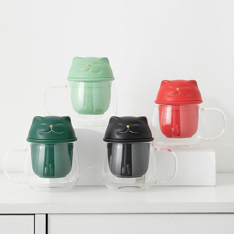 【汀和大福】招財貓玻璃辦公杯