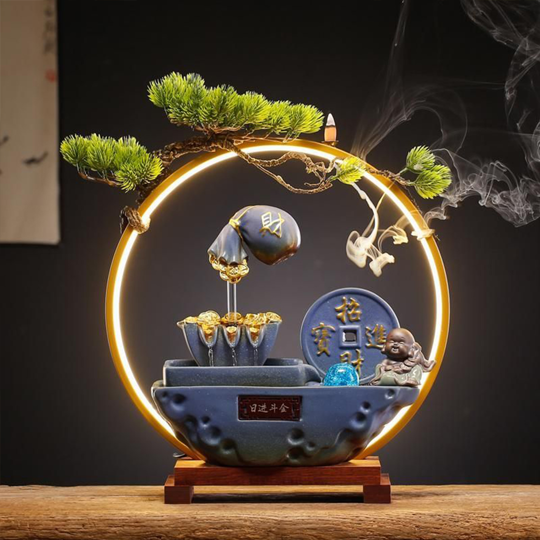 【汀和大福】流水生財，日進鬥金燈圈流水器擺件！千年窯火，傳承百年工藝！