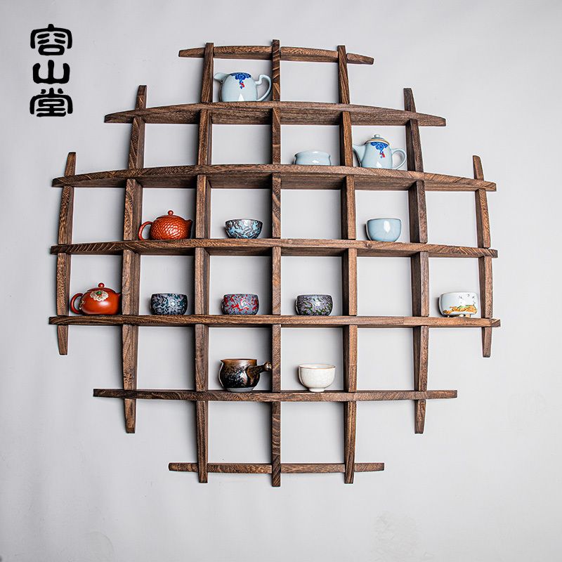 【汀和大福】「純手工匠製」傳統榫卯工藝桐木製作 防潮抗菌 復古多格壁掛式博古架